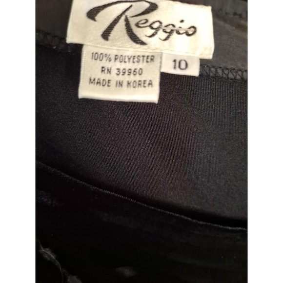 Reggio Black‎ Short Sleeve Long Dress With Velvet Striped Top Size 10 - Picture 5 of 6